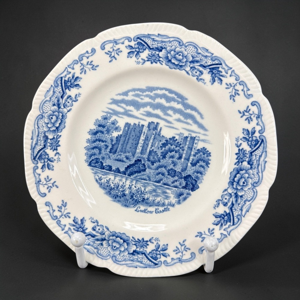 Royal Swan Blue White Transferware Plate Ludlow Castle Historic‎ Castles England